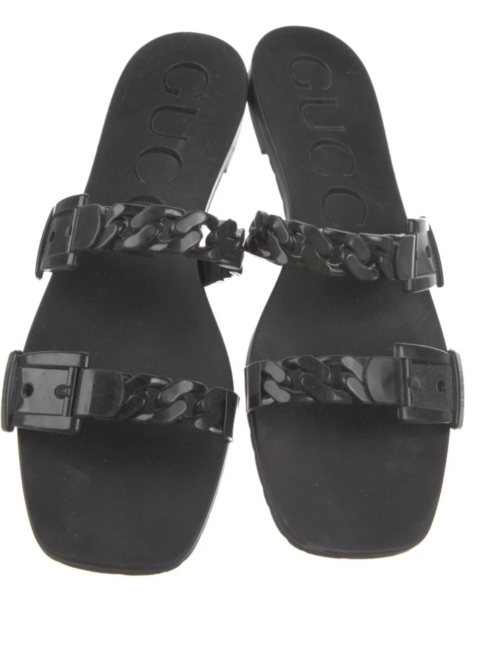 Gucci Black Chain Strap Slide Sandals